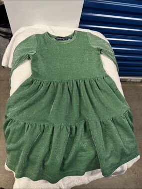 Duffield Lane Sparkle Green Tiered Long-Sleeve Party Dress